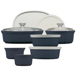CorningWare French Colors 12-piece Oval Bakeware Set, Navy
