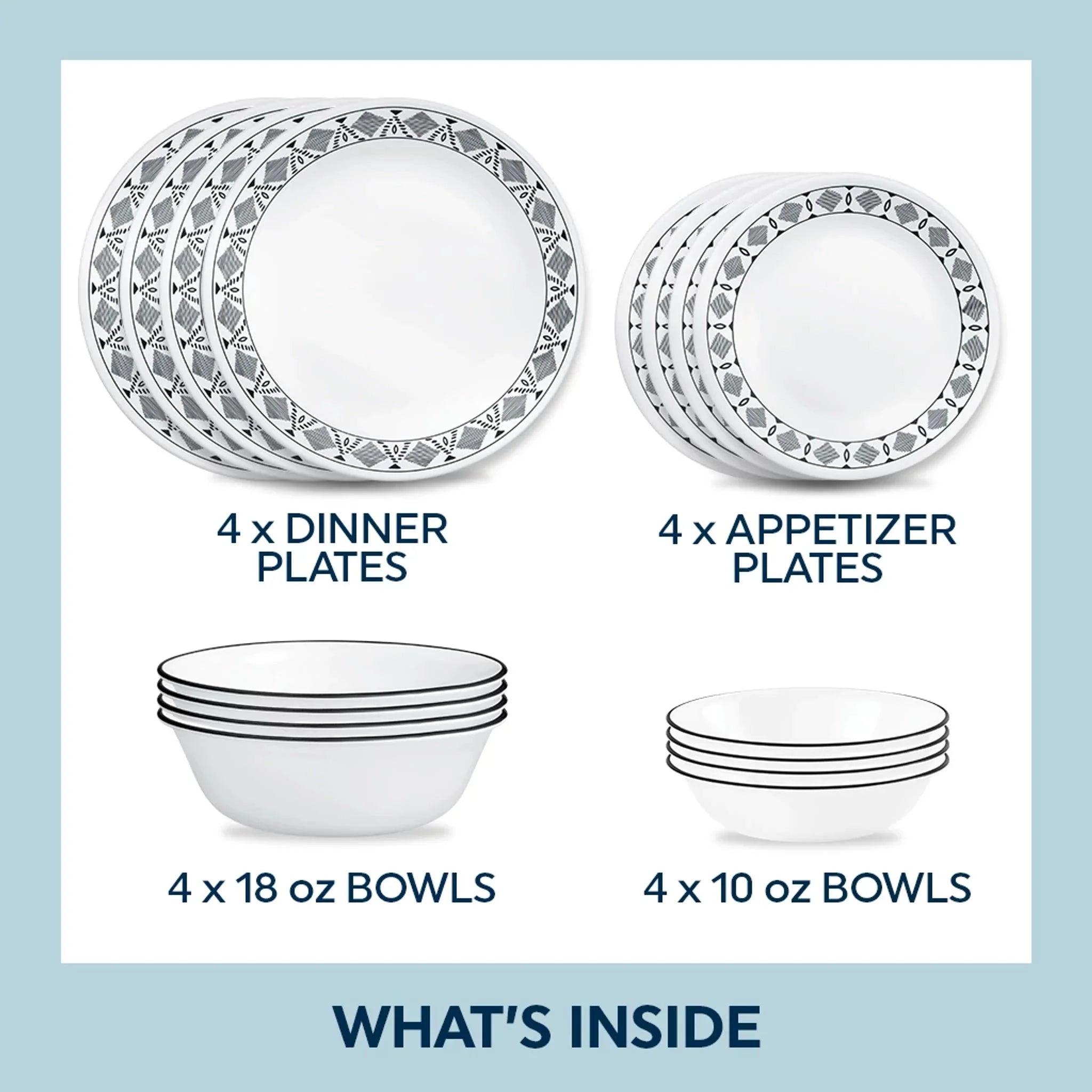 Corelle Cusco 16-piece Mugless Dinnerware Set, Service for 4 - Image 7