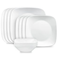 Corelle Square Pure White 12-piece Dinnerware Set, Service for 4