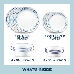 Alternative view of Corelle Ocean Blues 16-piece Mugless Dinnerware Set, Service of 4