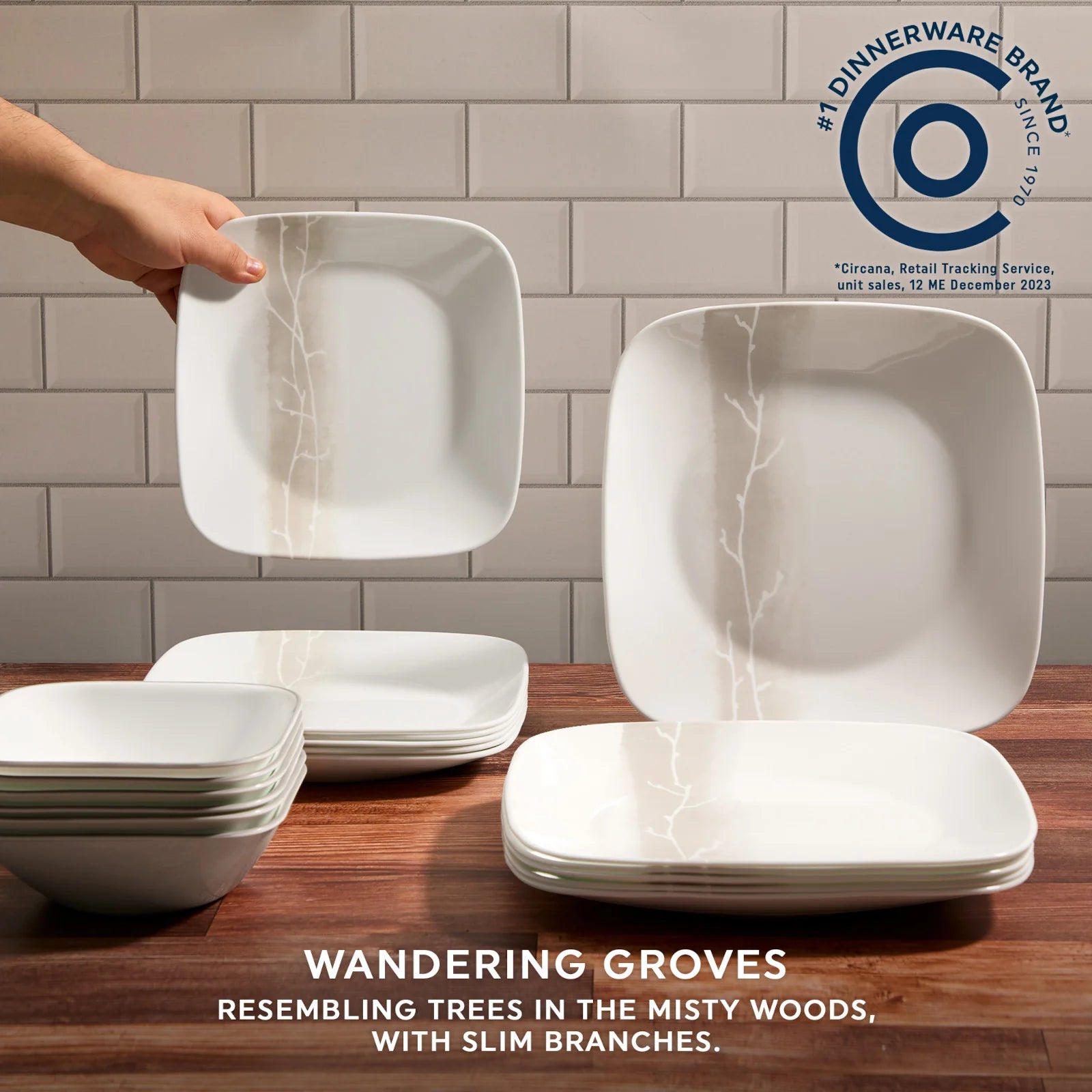 Corelle Square Wandering Grove 18-piece Dinnerware Set, Service for 6 - Image 4
