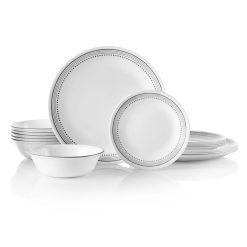 Corelle Mystic Gray 18-piece Mugless Dinnerware Set, Service for 6