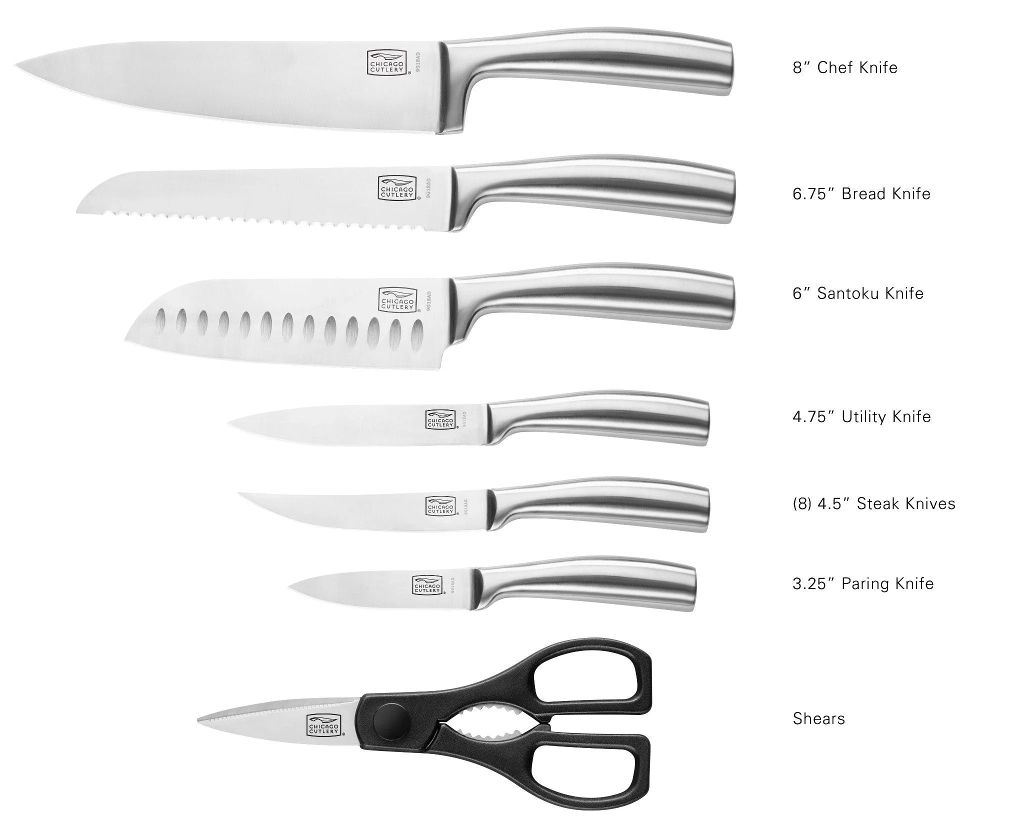 Chicago Cutlery Malden 16-piece Stainless Steel Block Set - Image 3
