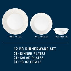 Alternative view of Corelle Hushed Lines 12-piece Dinnerware Set, Service for 4