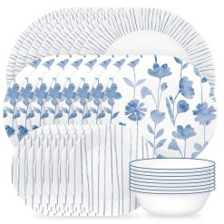 Corelle Botanical Stripes 32-piece Dinnerware Set, Service for 8
