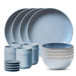 Corelle Stoneware 16-piece Dinnerware Set, Service for 4, Nordic Blue