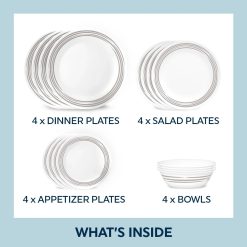Alternative view of Corelle Brushed Silver 16-piece Dinnerware Set, Service for 4