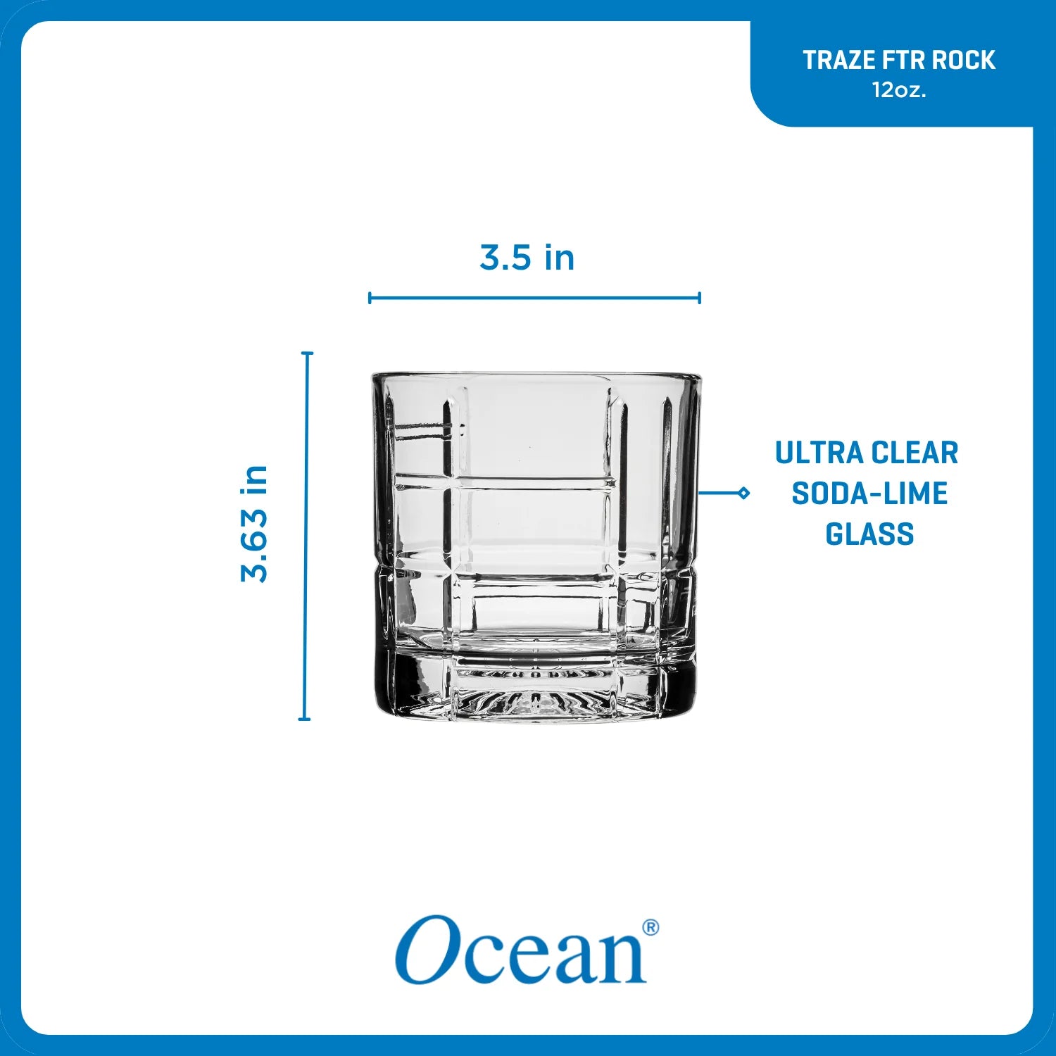 Ocean Glass Traze FTR Rocks Glasses (4-Pieces), 12-ounce, Dishwasher Safe - Image 2