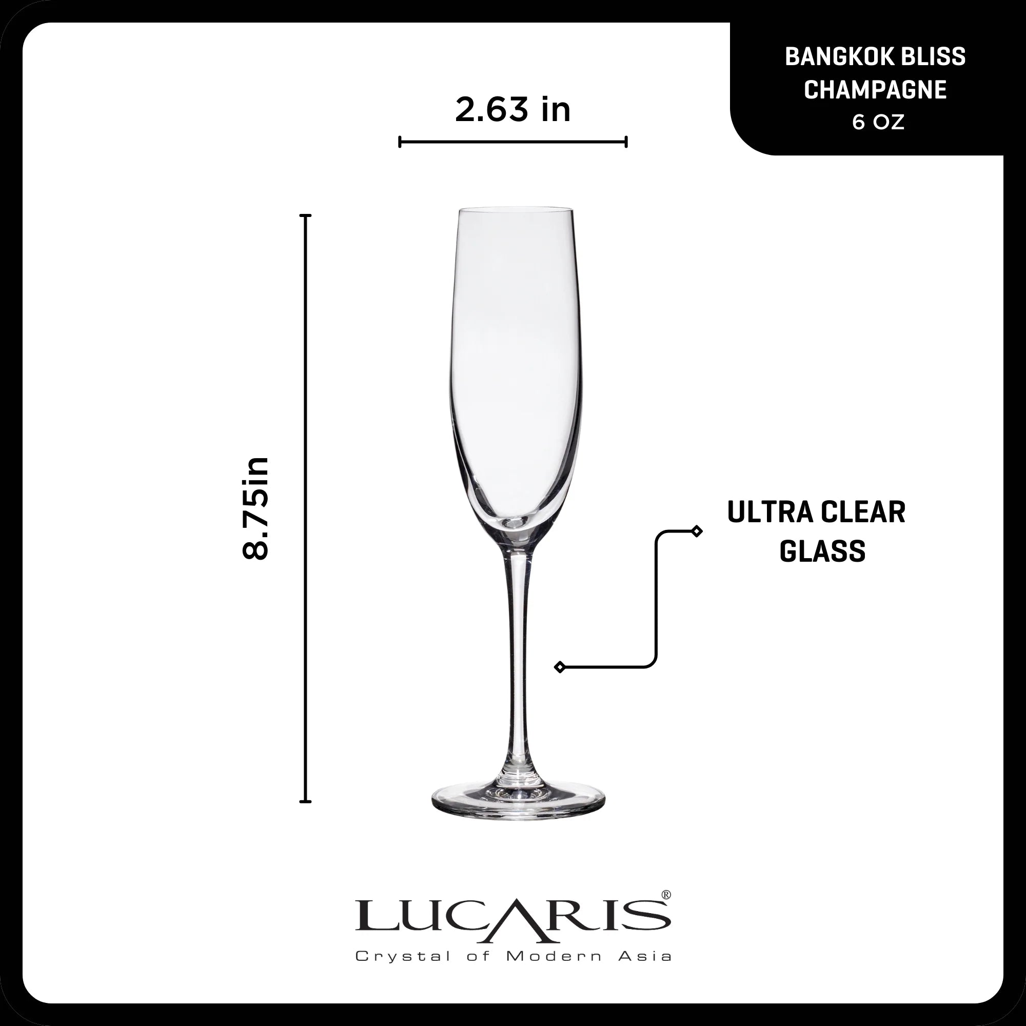Lucaris Bangkok Bliss Champagne Flute Glasses (4-Pieces), 6-ounce, Dishwasher Safe, Lead-free Crystalline - Image 3