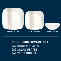 Alternative view of Corelle Square Wandering Grove 18-piece Dinnerware Set, Service for 6