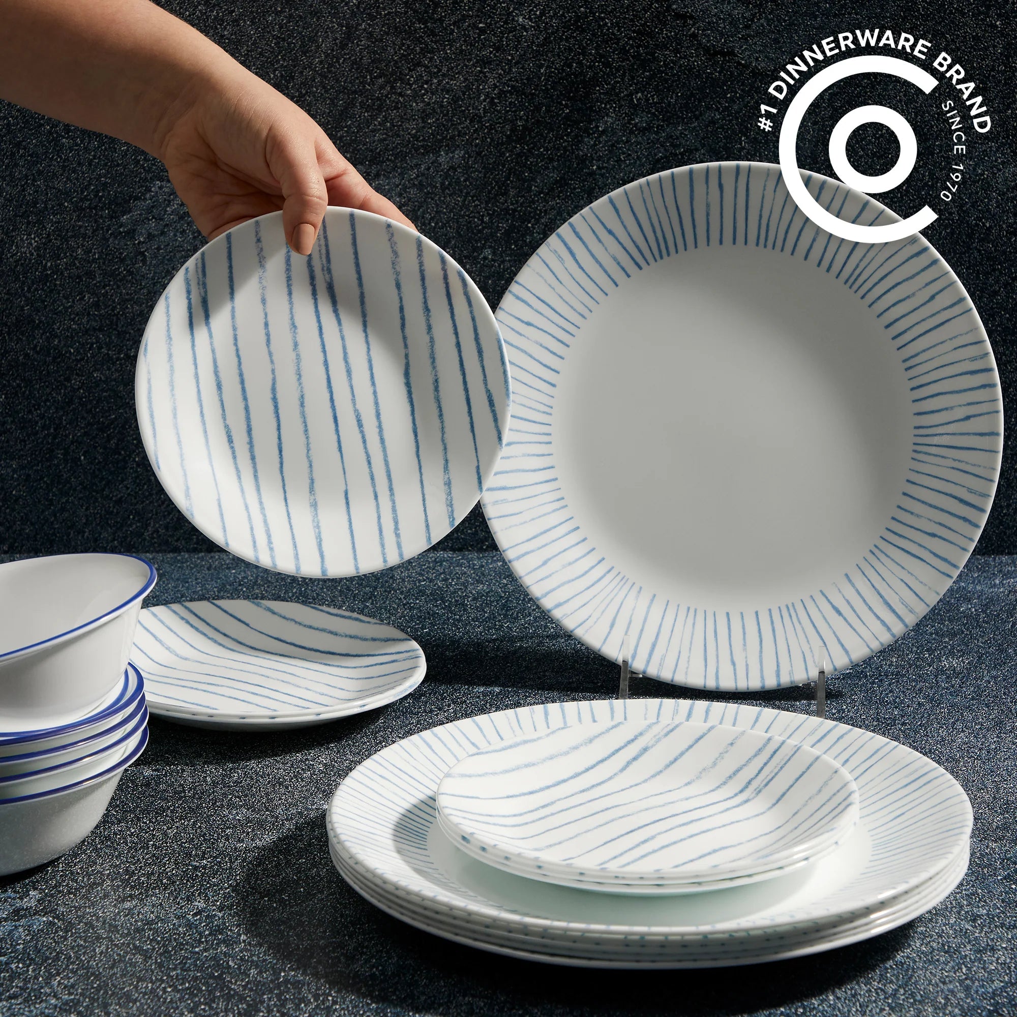 Corelle Nautical Stripes 18-piece Dinnerware Set, Service for 6 - Image 3