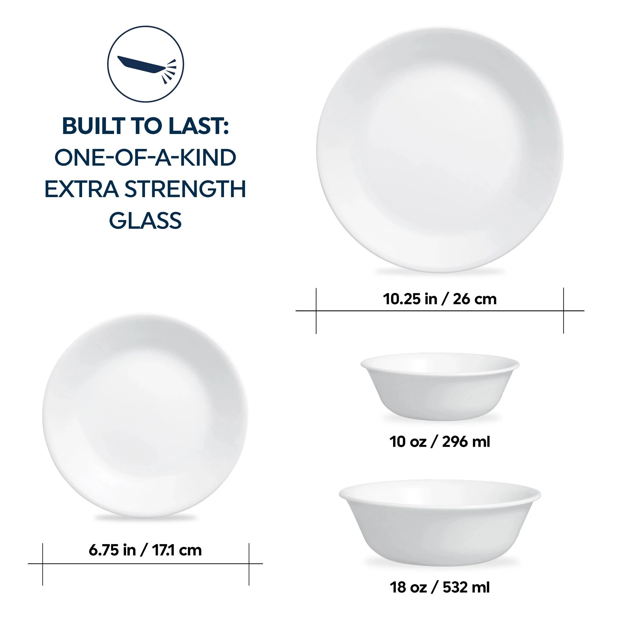 Corelle Winter Frost White 16-piece Mugless Dinnerware Set, Service for 4 - Image 7