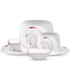 Corelle Square Splendor 12-piece Dinnerware Set with Appetizer Plates, Service for 4