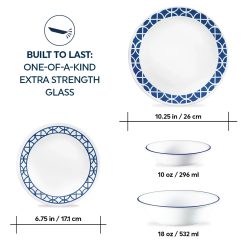 Alternative view of Corelle Cobalt Circles 16-piece Mugless Dinnerware Set, Service of 4