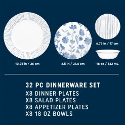Alternative view of Corelle Botanical Stripes 32-piece Dinnerware Set, Service for 8