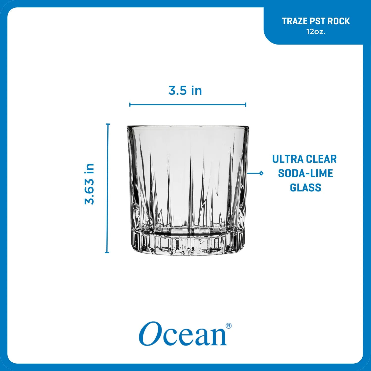 Ocean Glass Traze PRE Rocks Glasses (4-Pieces), 12-ounce, Dishwasher Safe - Image 7