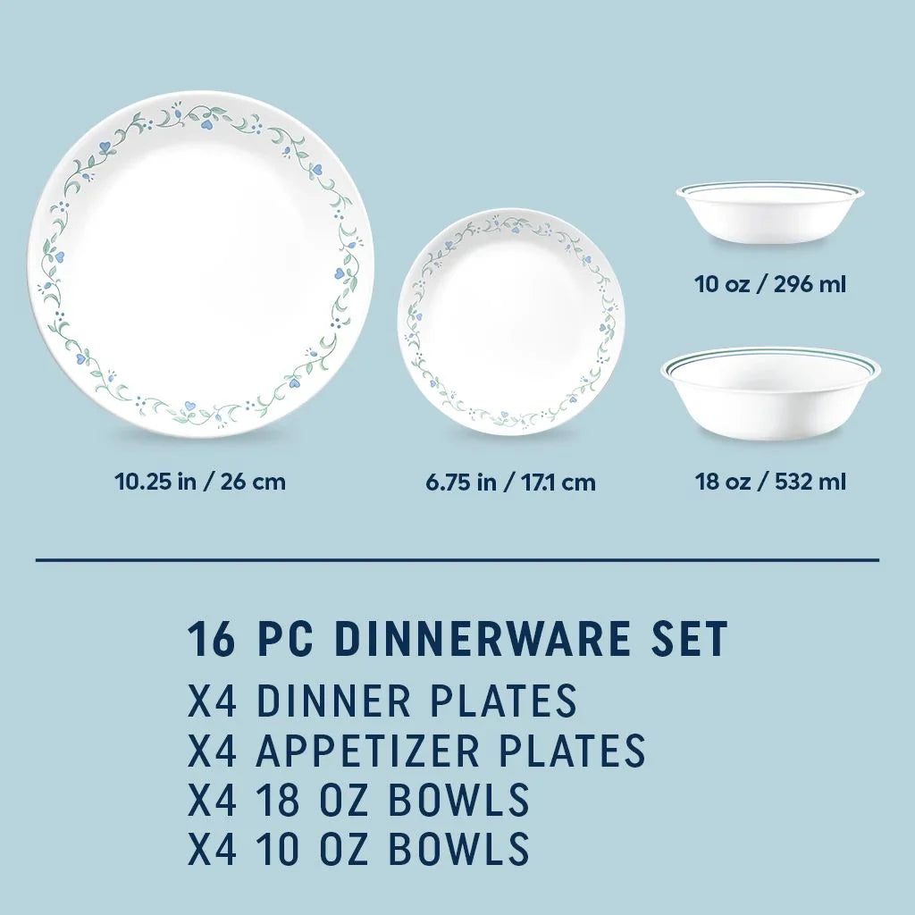 Corelle Country Cottage 16-piece Mugless Dinnerware Set, Service for 4 - Image 2