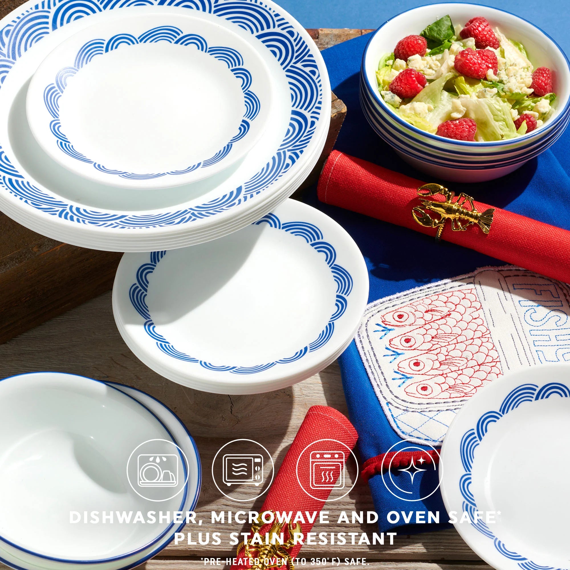 Corelle Rolling Waves 18-piece Dinnerware Set, Service for 6 - Image 3