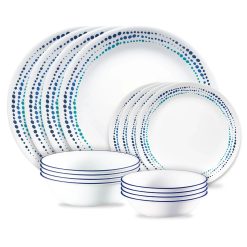 Corelle Ocean Blues 16-piece Mugless Dinnerware Set, Service of 4