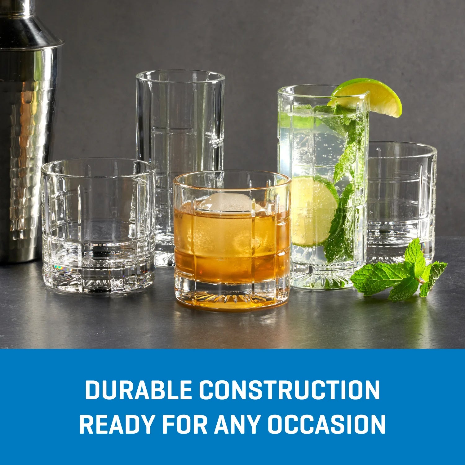 Ocean Glass Traze FTR Rocks Glasses (4-Pieces), 12-ounce, Dishwasher Safe - Image 3