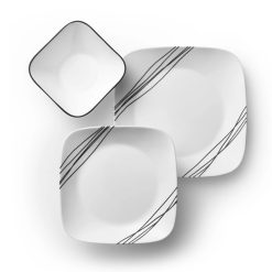 Corelle Square Simple Sketch 18-piece Dinnerware Set, Service for 6