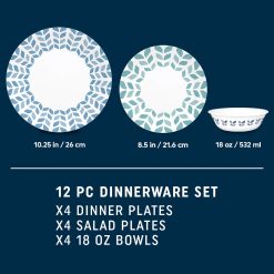 Alternative view of Corelle Global Collection Northern Pines 12-piece Dinnerware Set, Service for 4