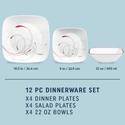Alternative view of Corelle Square Splendor 12-piece Dinnerware Set, Service for 4