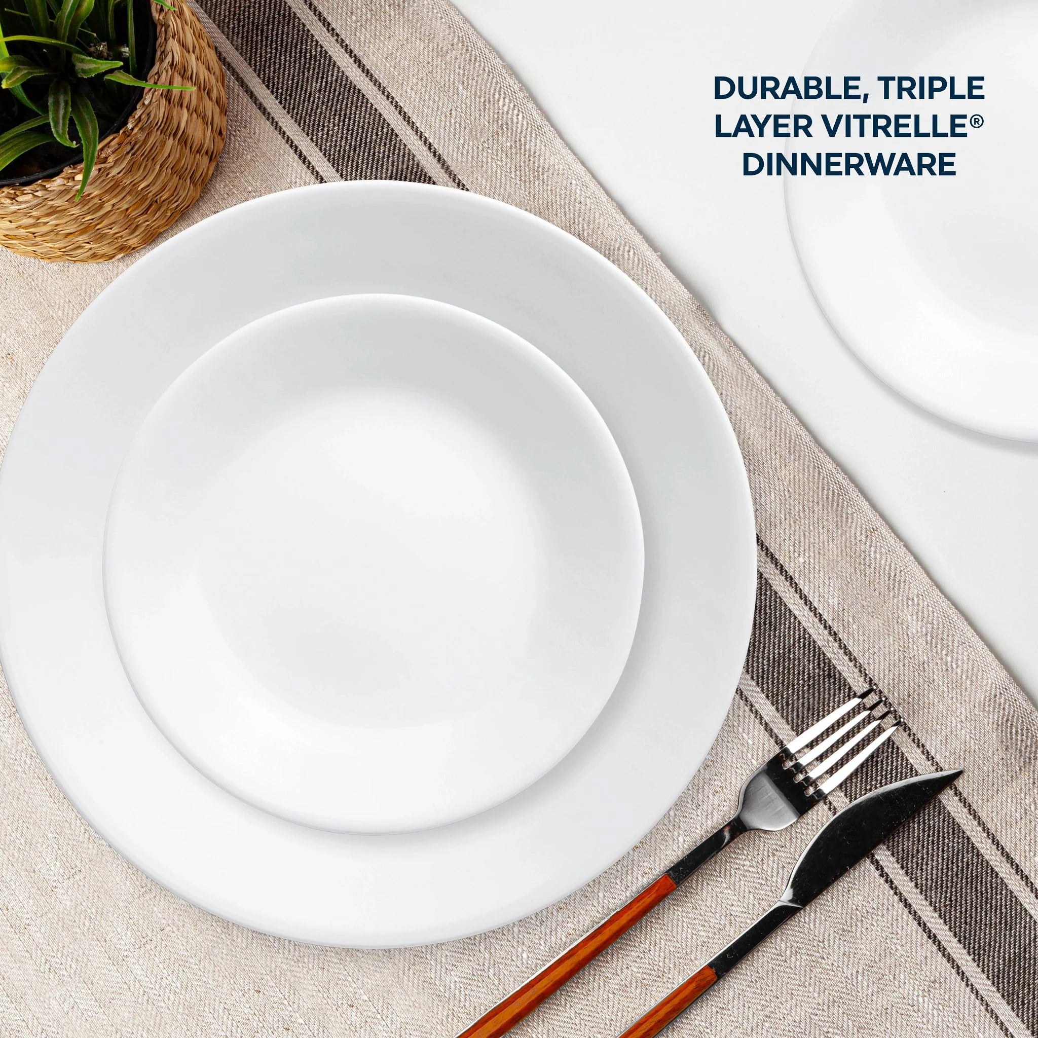 Corelle Winter Frost White 16-piece Mugless Dinnerware Set, Service for 4 - Image 8