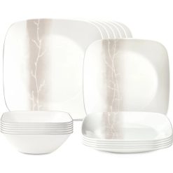 Corelle Square Wandering Grove 18-piece Dinnerware Set, Service for 6