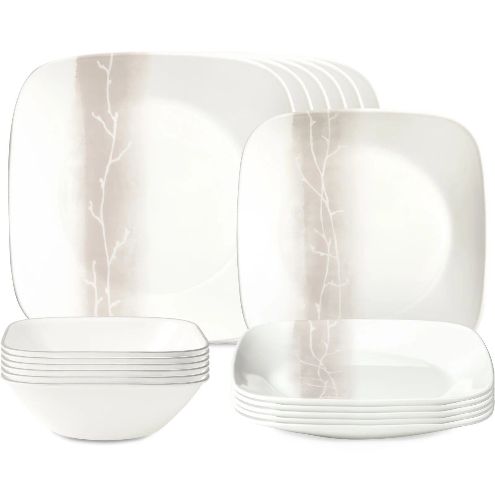Corelle Square Wandering Grove 18-piece Dinnerware Set, Service for 6