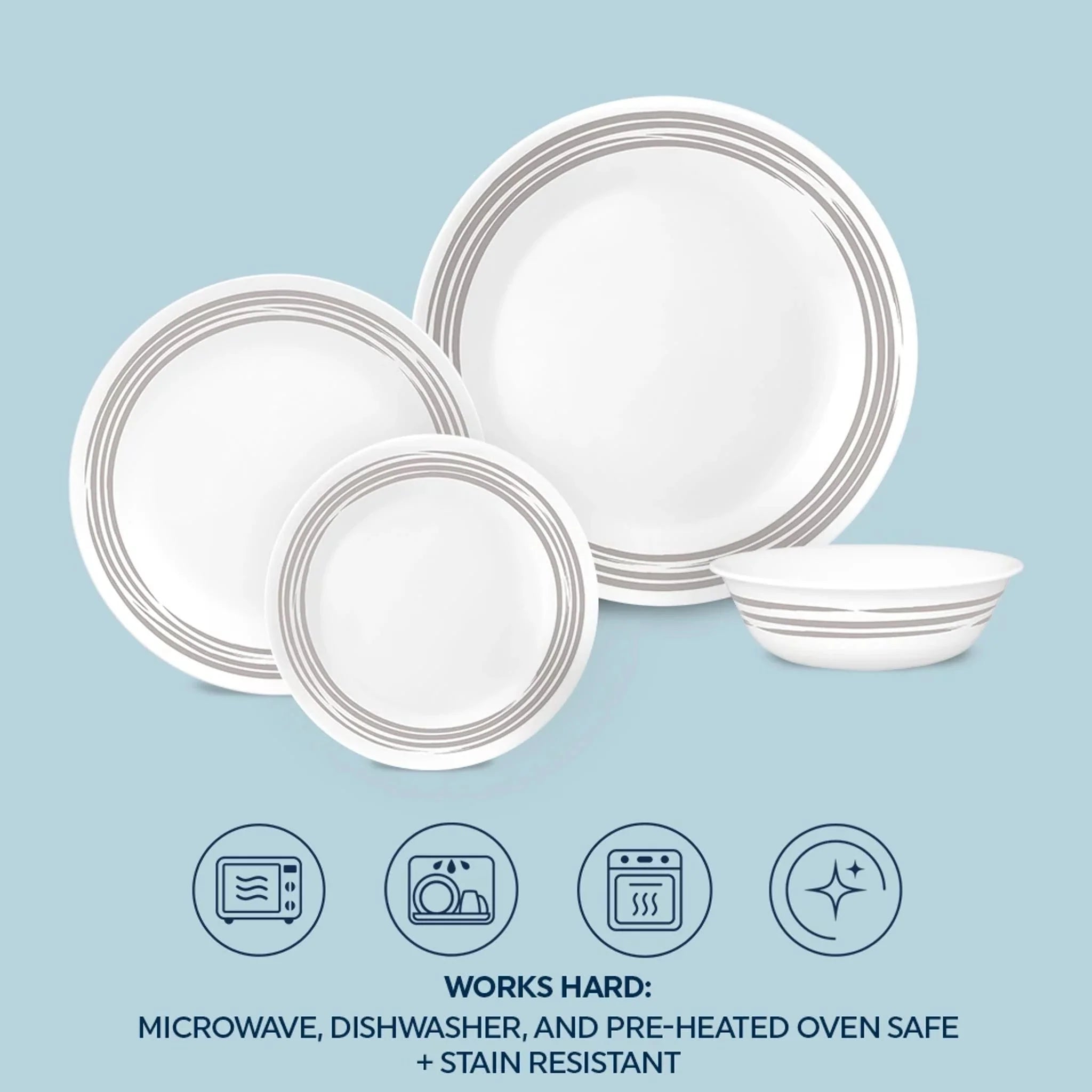 Corelle Brushed Silver 16-piece Dinnerware Set, Service for 4 - Image 5