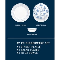 Alternative view of Corelle Botanical Stripes 12-piece Dinnerware Set, Service for 4