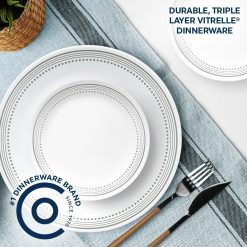 Alternative view of Corelle Mystic Gray 18-piece Mugless Dinnerware Set, Service for 6
