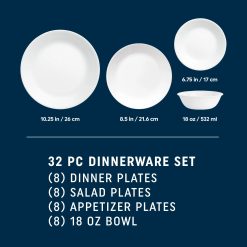 Alternative view of Corelle Shimmering White 32-piece Dinnerware Set, Service for 8